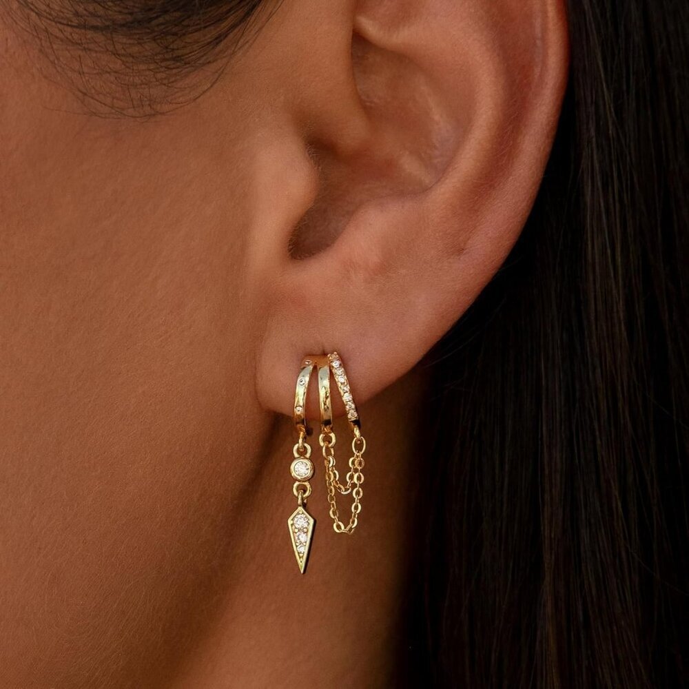 Dangle Earrings Women Gold Plated Brass Drop Statement Jewelry - Picture 2 of 6